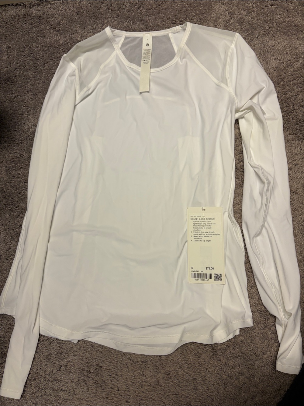 lululemon athletica Women’s White Sculpt Long Sleeve Crew Top